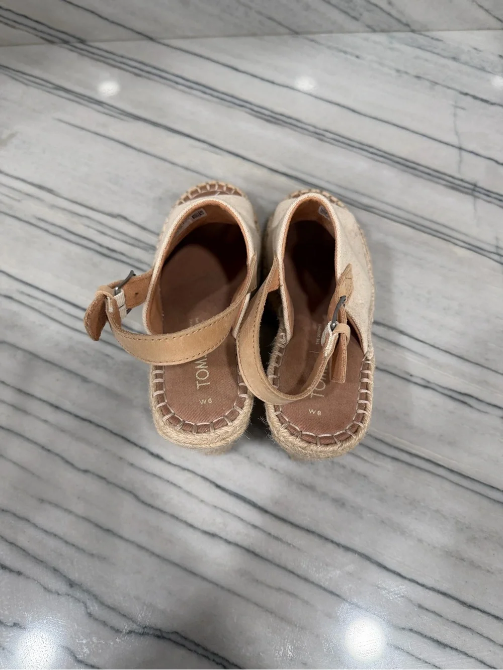 TOMS Cream Canvas Espadrille Wedge Slingback